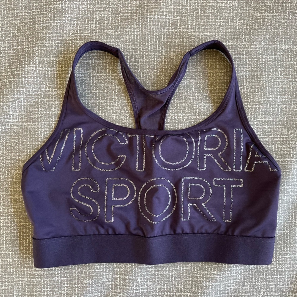 Victoria’s Secret Purple Victoria sport logo sports bra Size large lightly lined